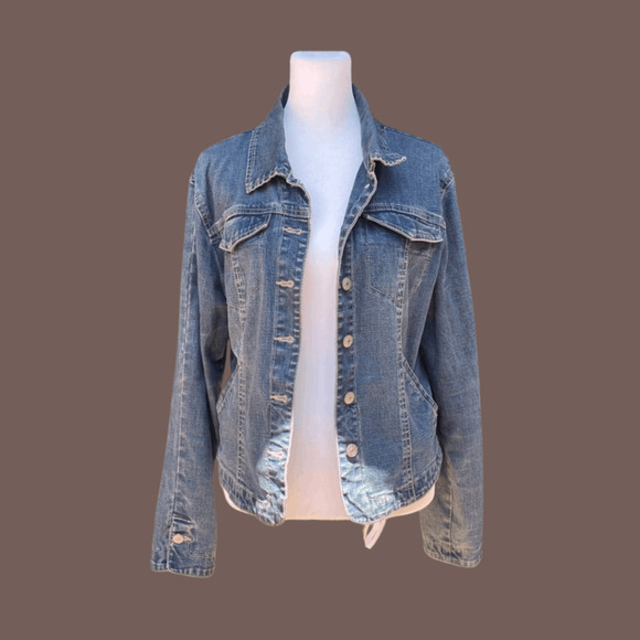 Live a Little Denim Jacket | Blue Cropped | Size M | Vintage - Picture 1 of 4